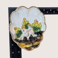 Vintage Capodimonte Cherub Relief Porcelain Trinket Dish