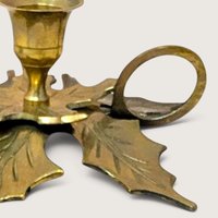 Vintage Brass Leaf Candlestick Holder Set