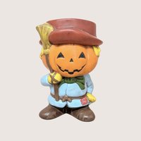 Vintage Ceramic Scarecrow And Pumpkin Figurine Pair