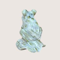 Mid Century Hand Carved Green Stone Frog Sculpture