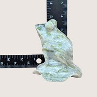 Mid Century Hand Carved Green Stone Frog Sculpture
