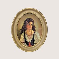 Vintage Ann Allaben Chico And Elena Oval Portrait Prints Pair