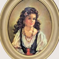 Vintage Ann Allaben Chico And Elena Oval Portrait Prints Pair