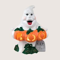 Vintage Ceramic Ghost Boo Pumpkin Light Figurine