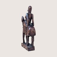 Vintage Hand Carved Wooden Woman on Horseback Sculpture