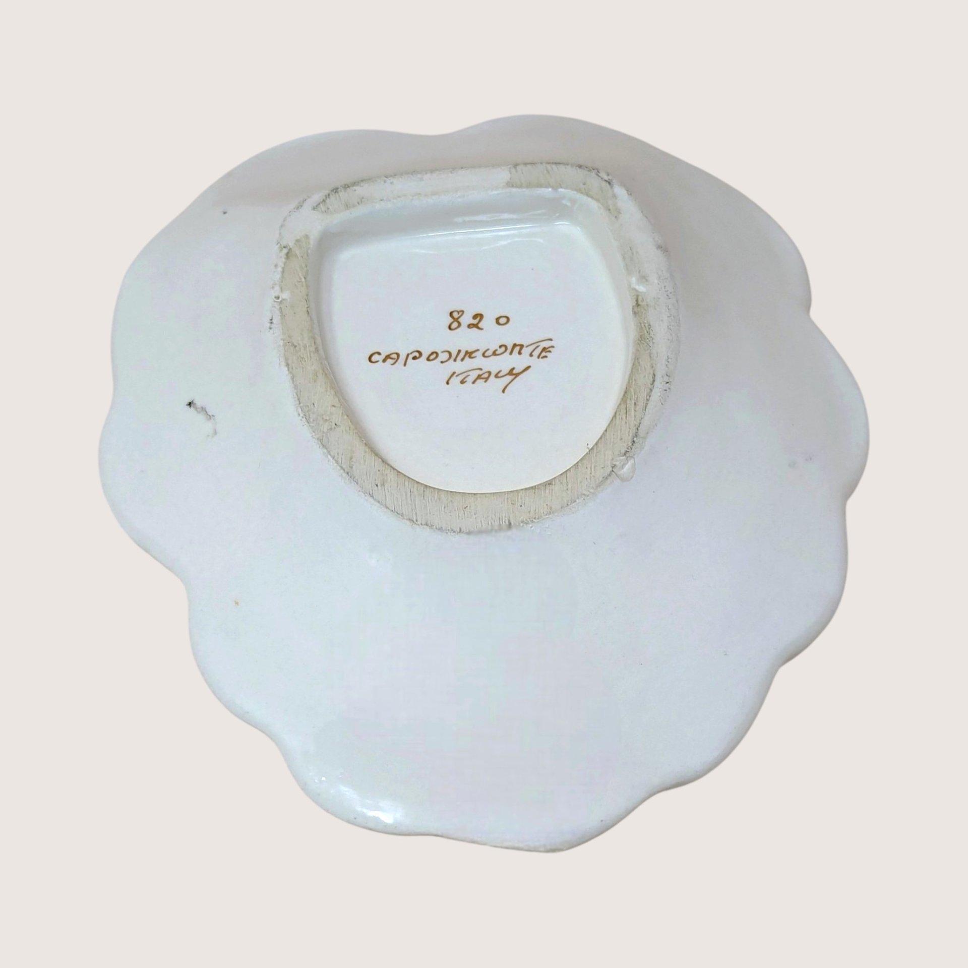 Vintage Capodimonte Cherub Relief Porcelain Trinket Dish