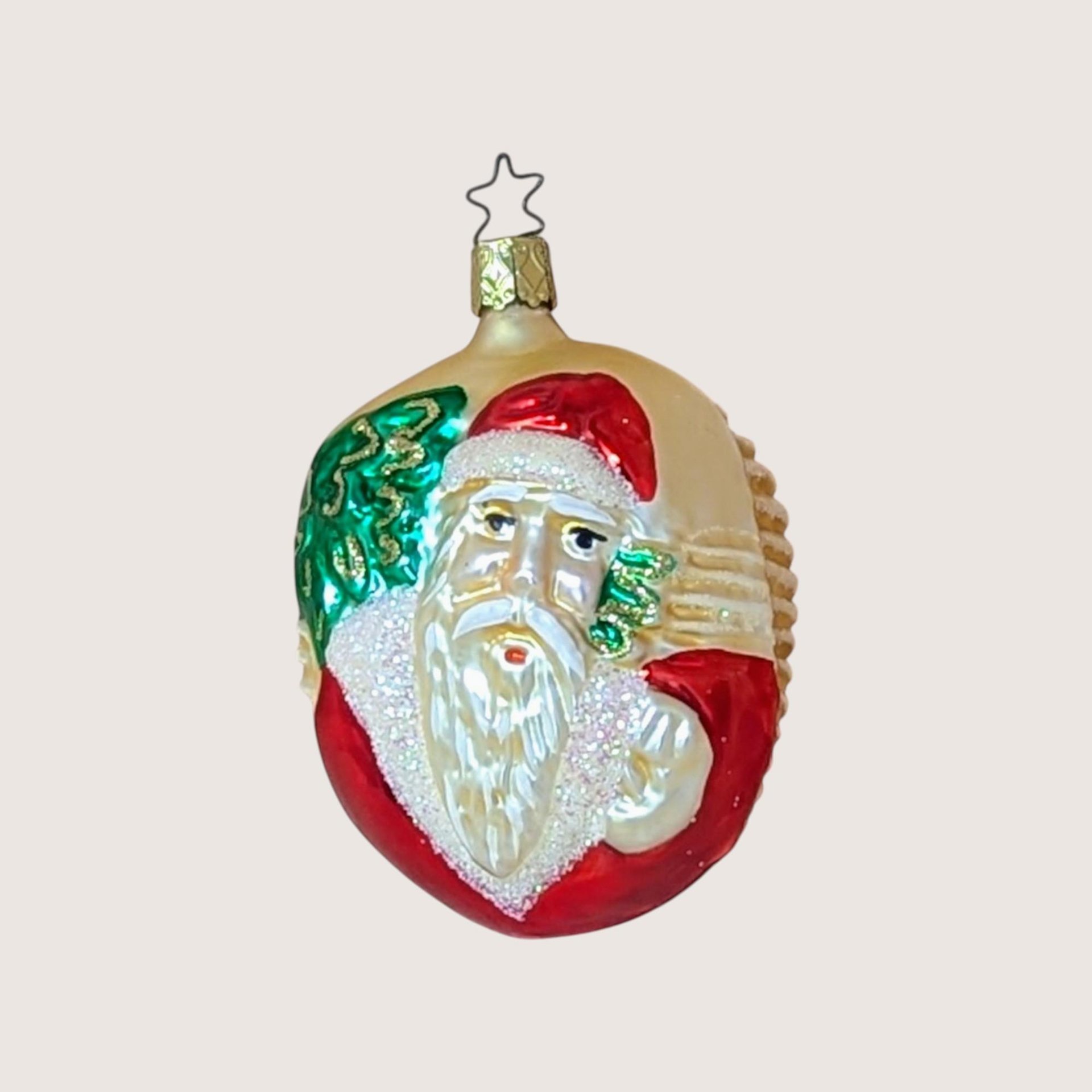Vintage Inge-Glas Santa Blown Glass Christmas Ornament