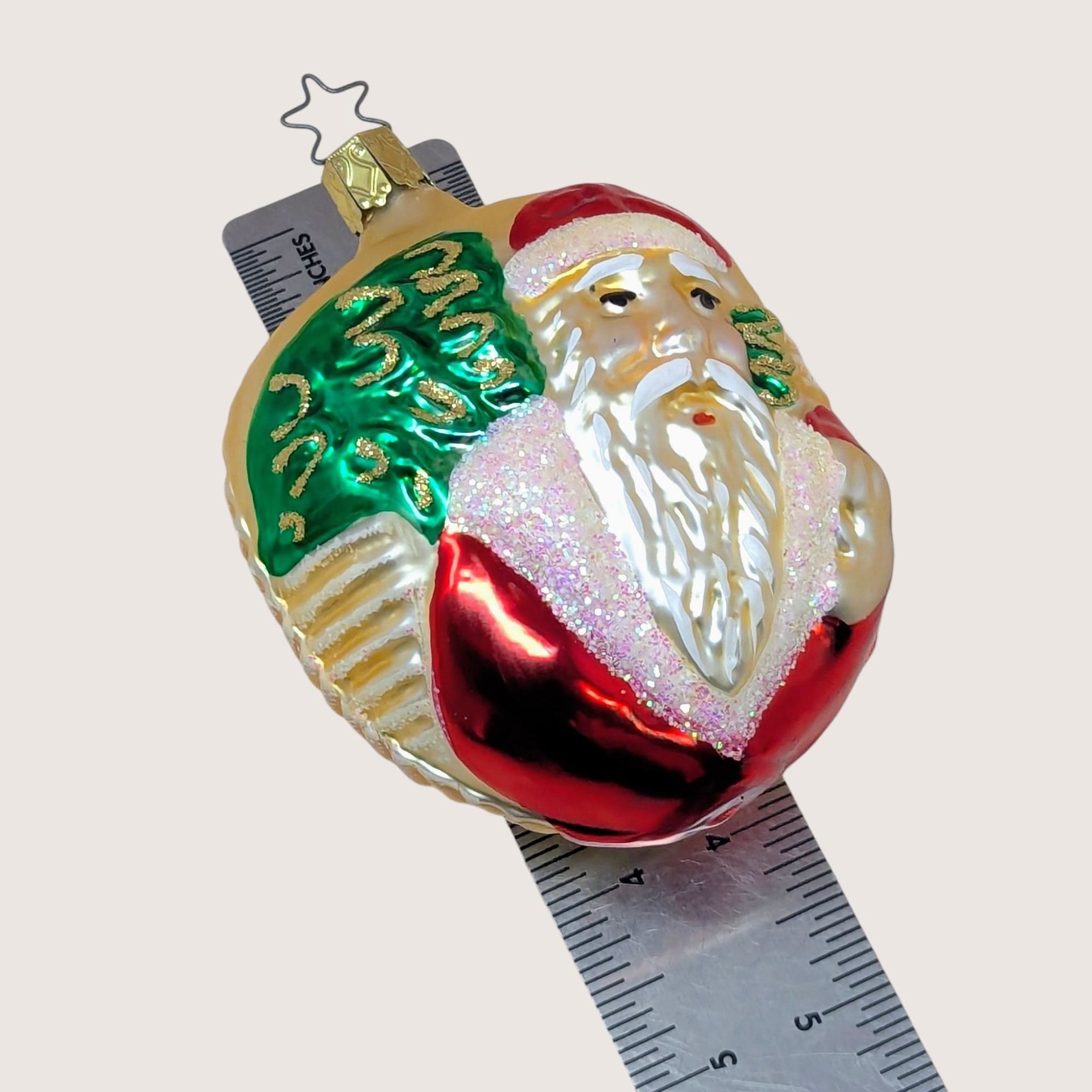 Vintage Inge-Glas Santa Blown Glass Christmas Ornament
