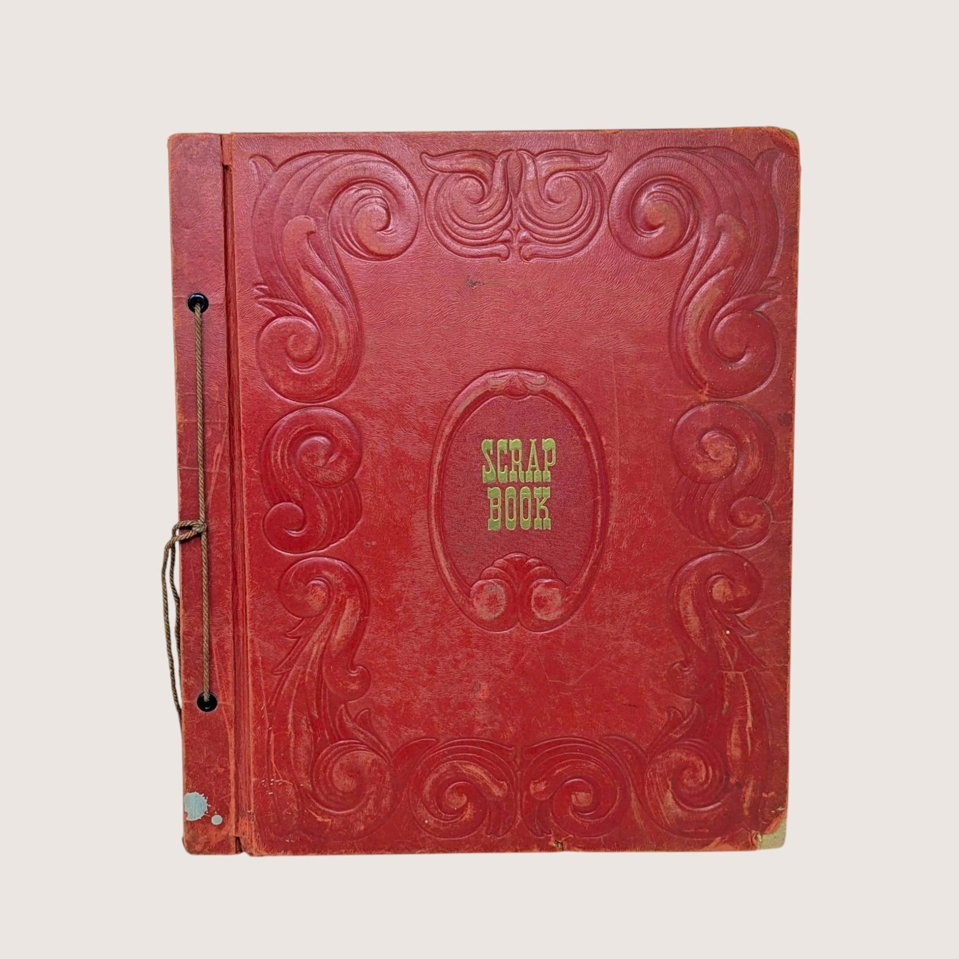 Vintage Red Embossed Leather Large Scrapbook with Memories
