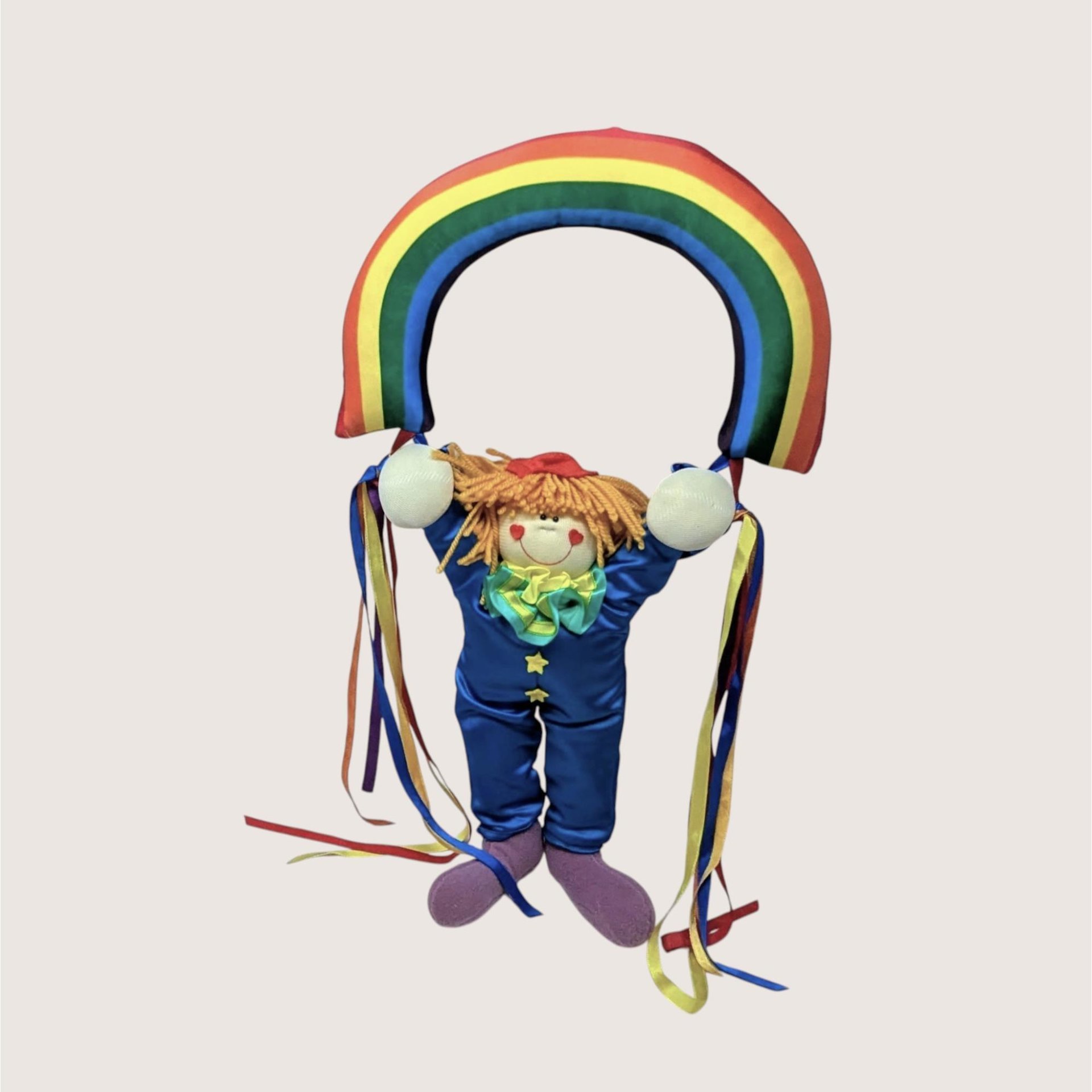 Vintage R. Dakin & Company Rainbow Clown Plush Wall Hanging