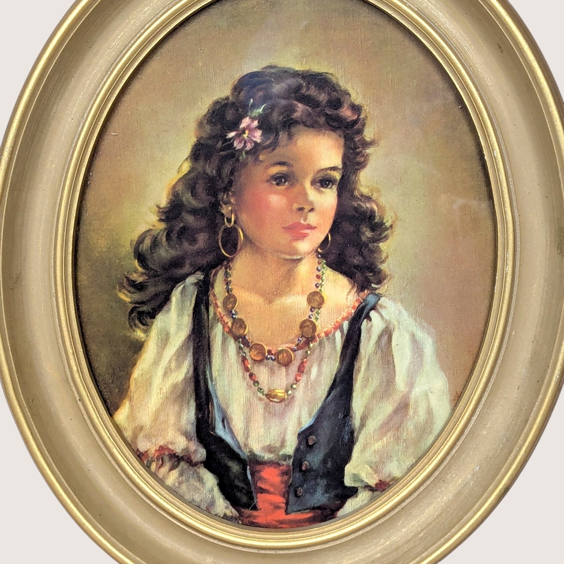 Vintage Ann Allaben Chico And Elena Oval Portrait Prints Pair
