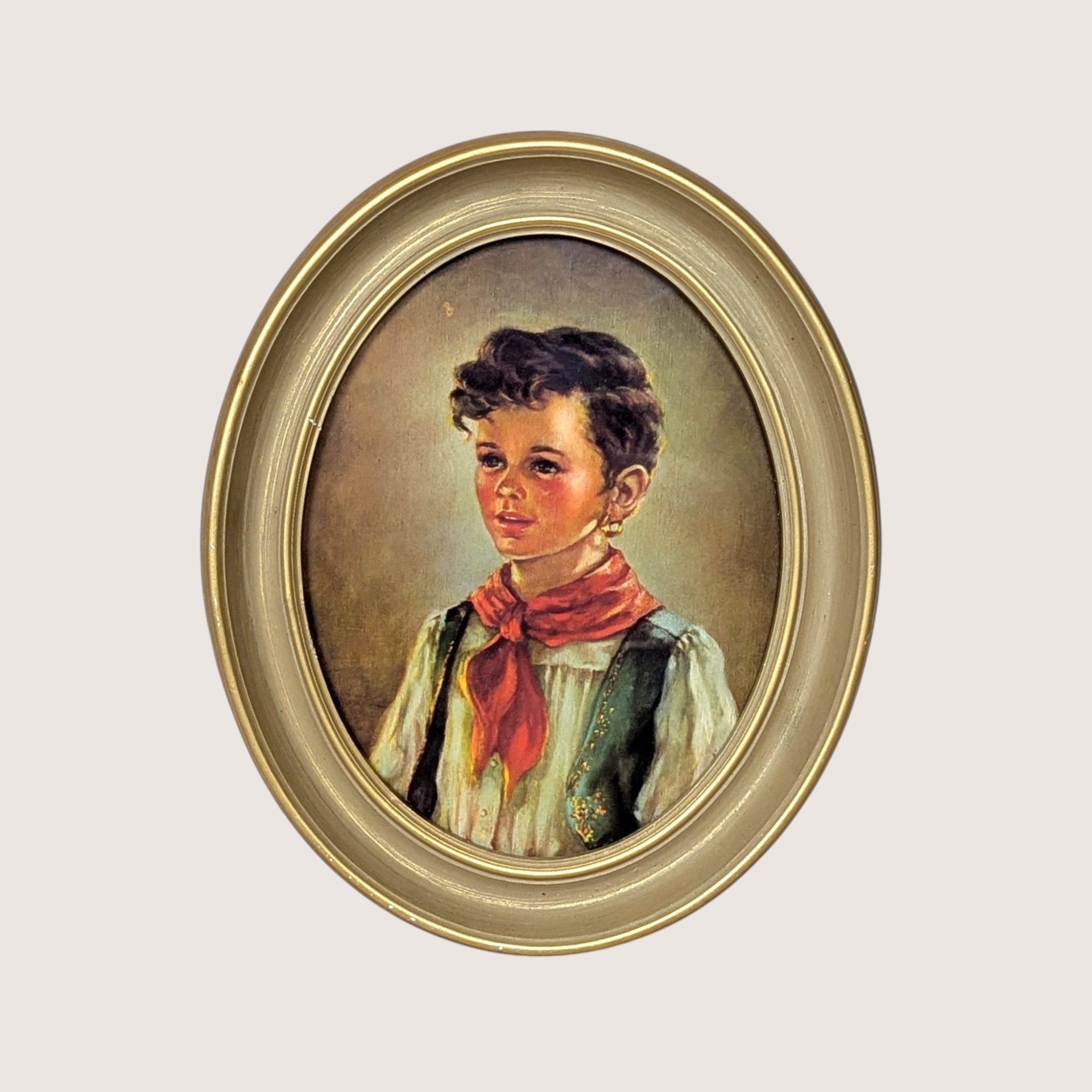 Vintage Ann Allaben Chico And Elena Oval Portrait Prints Pair