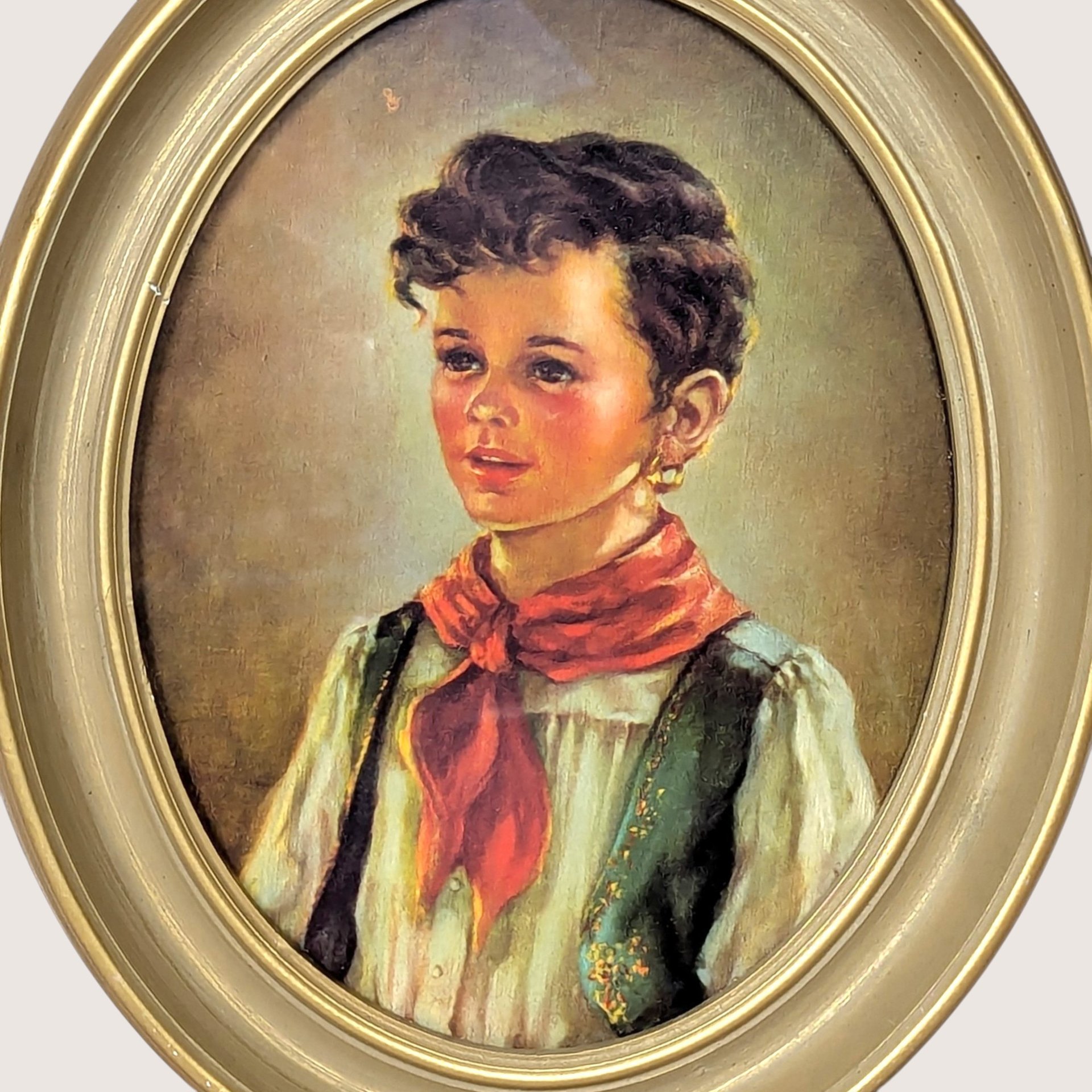 Vintage Ann Allaben Chico And Elena Oval Portrait Prints Pair