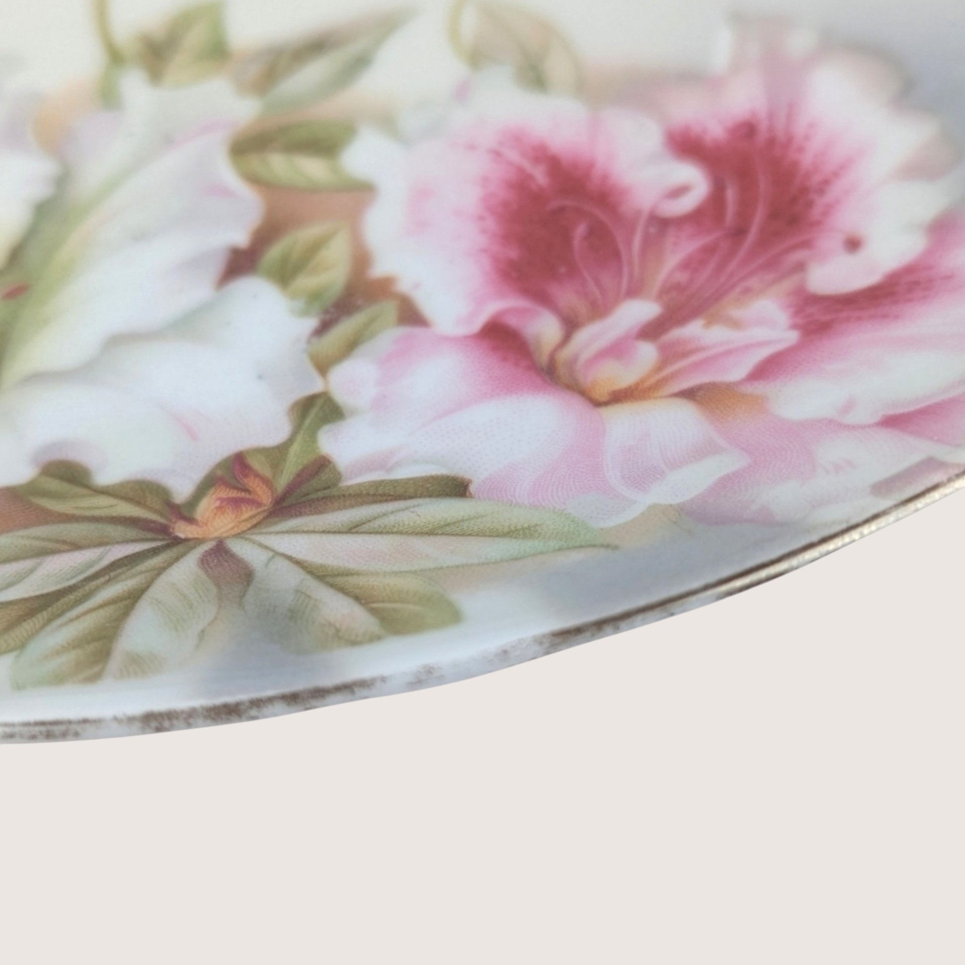Antique PV Vessra Germany Floral Porcelain Handled Tray