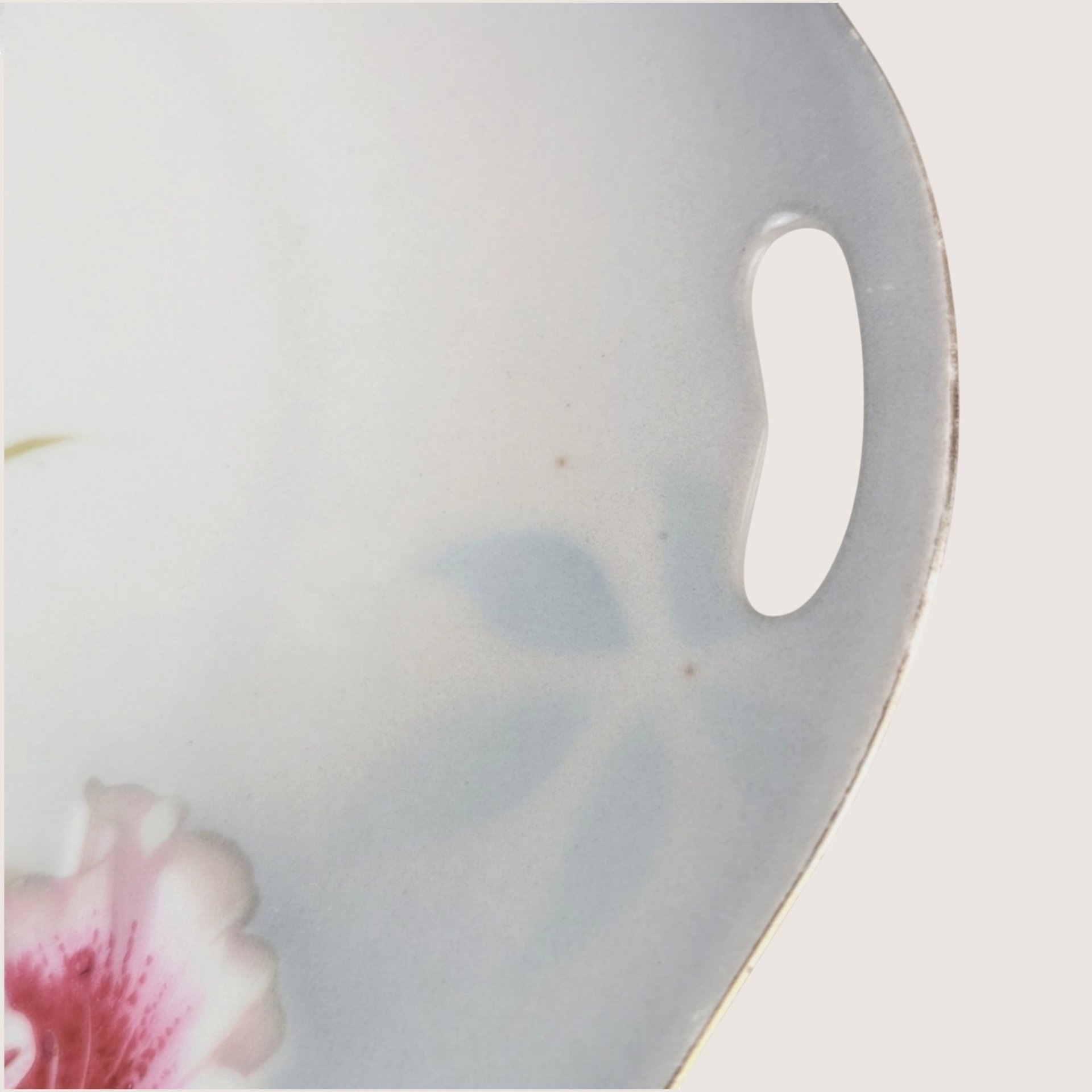 Antique PV Vessra Germany Floral Porcelain Handled Tray