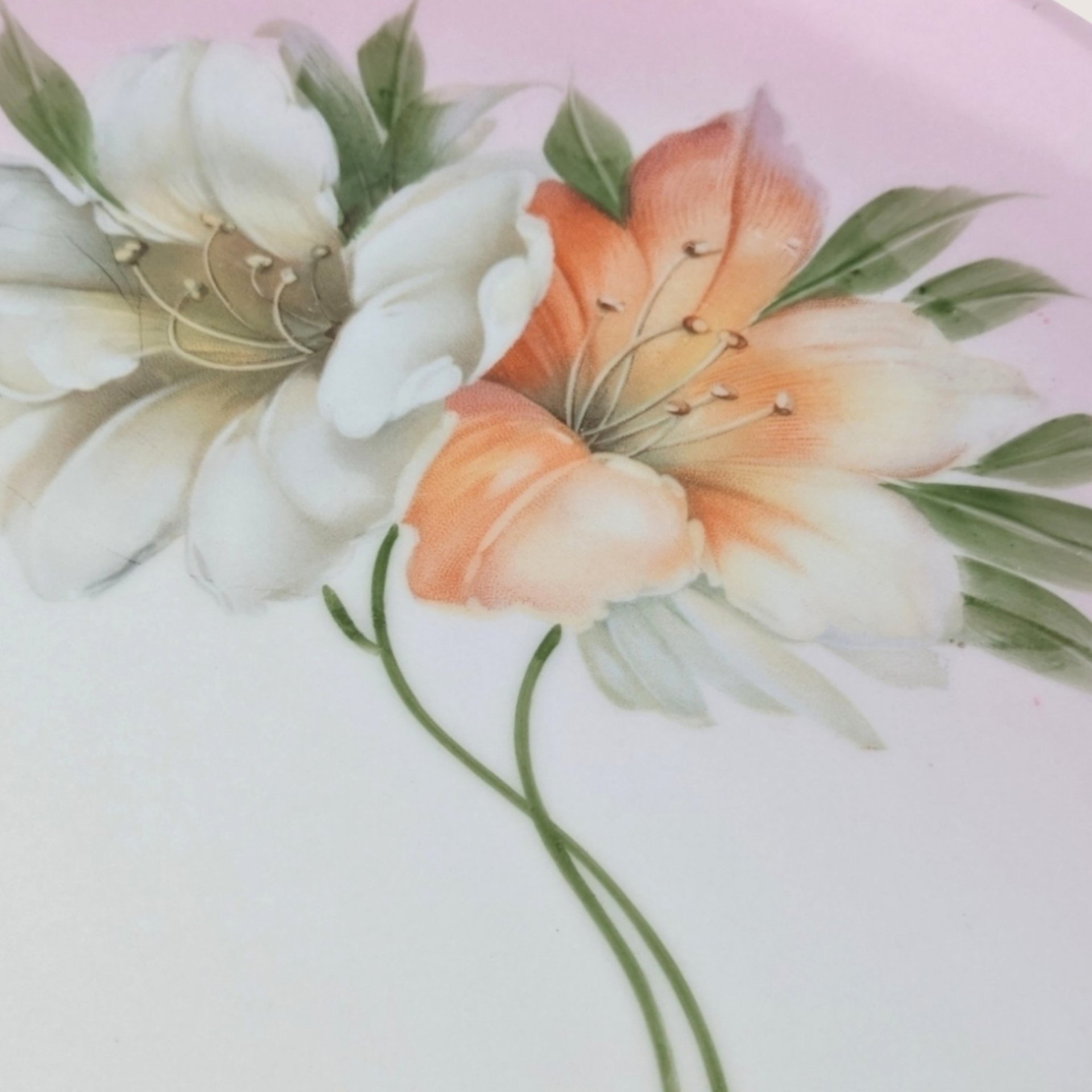 Antique ZS and Co Bavaria Porcelain Handled Tray
