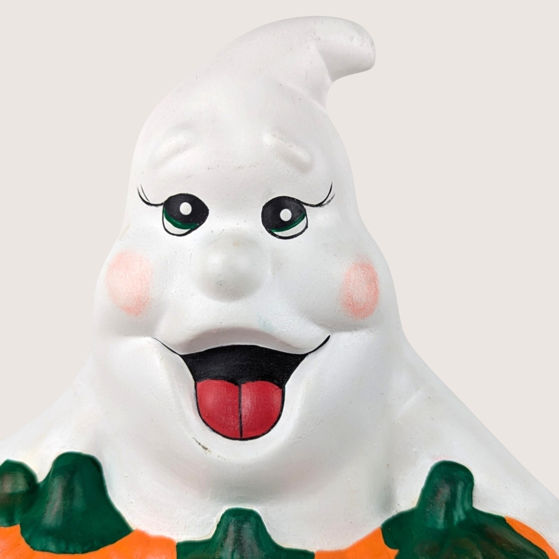 Vintage Ceramic Ghost Boo Pumpkin Light Figurine