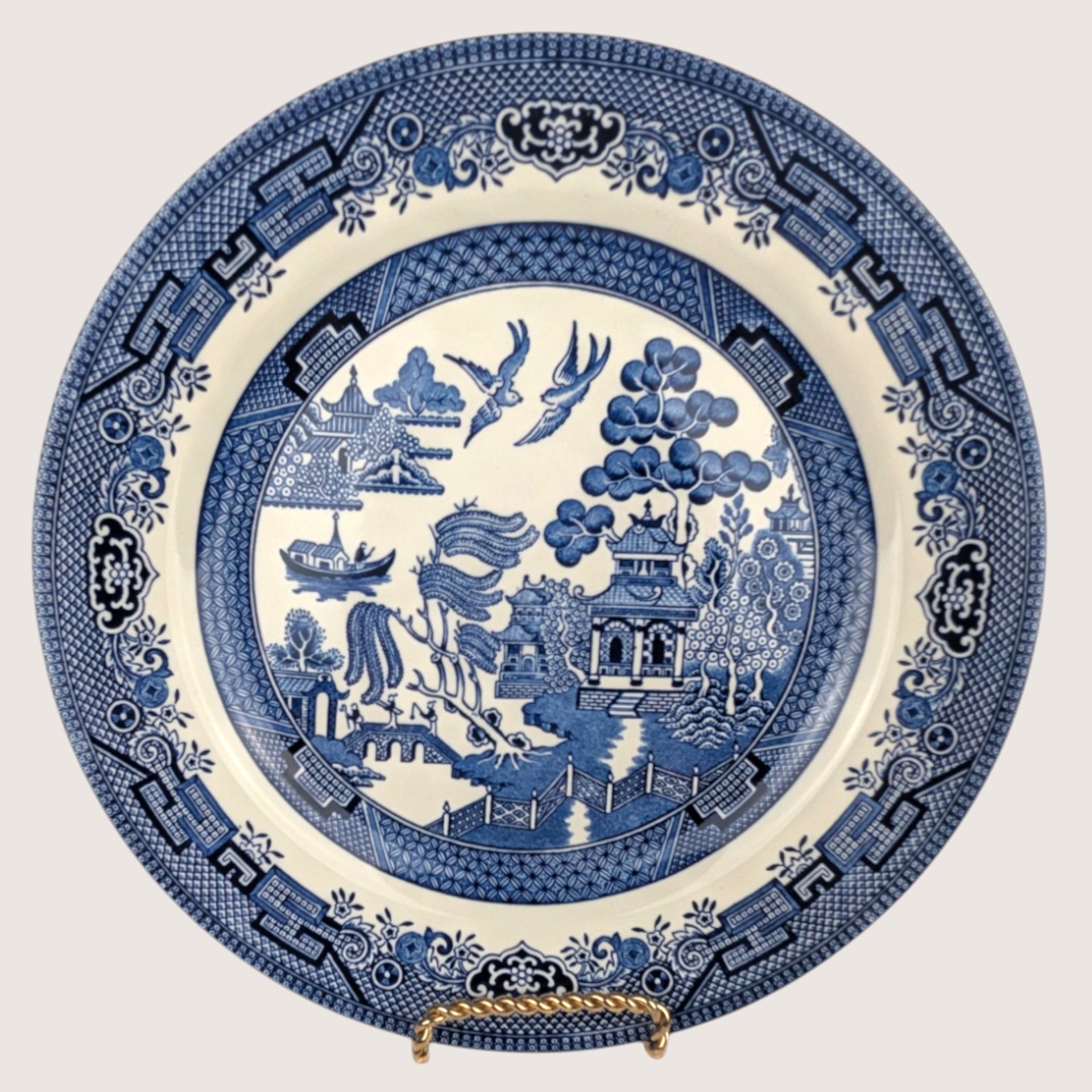 Vintage Churchill Classic Blue Willow 3 Piece Tableware Set