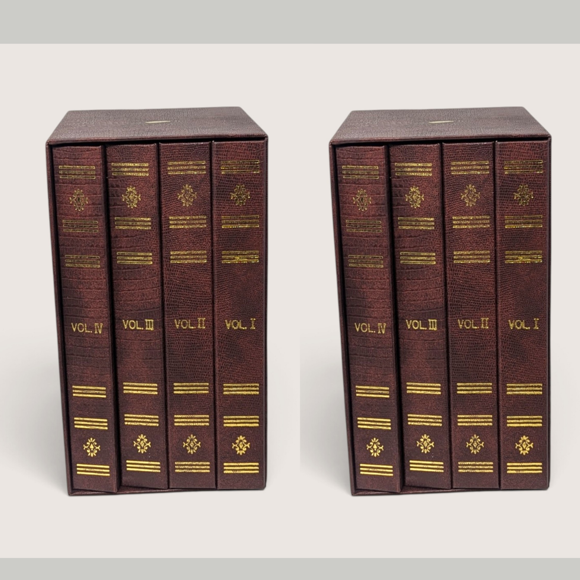 Pair of Vintage Faux Leather Bound Photo Book Case Set