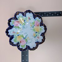 1940s Hand-Painted Porcelain Scalloped Bowl