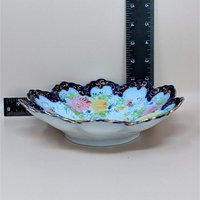 1940s Hand-Painted Porcelain Scalloped Bowl