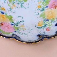 1940s Hand-Painted Porcelain Scalloped Bowl