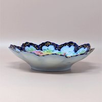 1940s Hand-Painted Porcelain Scalloped Bowl