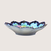 1940s Hand-Painted Porcelain Scalloped Bowl