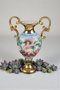 Italian Gilded Cherub Urn Vase