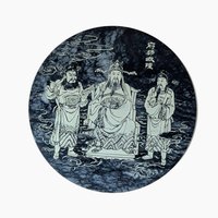 Mid-Century Chinese Etched "City God" Cheng Huang Marble Plaque