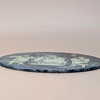 Mid-Century Chinese Etched "City God" Cheng Huang Marble Plaque
