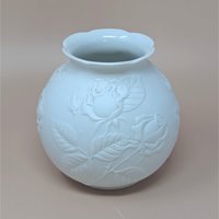 1980s Kaiser West Germany Bisque Vase – Embossed Rose Porcelain