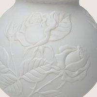 1980s Kaiser Embossed Rose Floral White Porcelain Bisque Vase