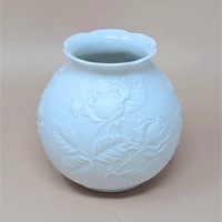 1980s Kaiser West Germany Bisque Vase with Embossed Roses