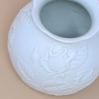 1980s Kaiser West Germany Bisque Vase with Embossed Roses