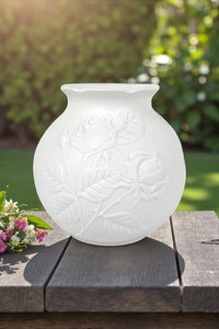 Kaiser W. Germany White Bisque Embossed Rose Vase (1980s)