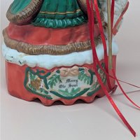 1990s "Merry Old Soul" Santa Music Box – Ceramic Father Christmas with Cat