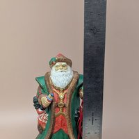 1990s "Merry Old Soul" Santa Music Box – Ceramic Father Christmas with Cat