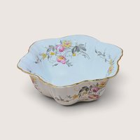 1930s German Pink Yellow Floral Porcelain Serving Bowl 