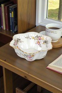 Vintage German Porcelain Floral Serving Bowl
