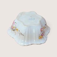 1930s German Pink Yellow Floral Porcelain Serving Bowl 