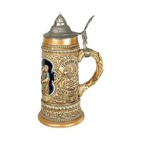Vintage Ceramarte Brazil Lidded Ceramic Stein, Tavern Scene, 10 Inches - Collectible