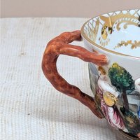 Mid-Century Capodimonte Artistic Cup & Saucer – Italian Relief Porcelain