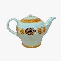 1930s  Brown Medallion Porcelier Vitreous China Teapot