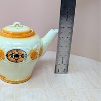 1930s  Brown Medallion Porcelier Vitreous China Teapot