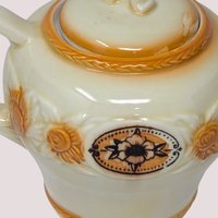 Mid Century Porcelier Ceramic Brown Medallion Teapot