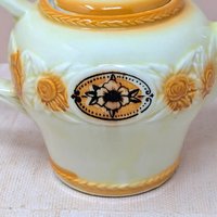 1930s  Brown Medallion Porcelier Vitreous China Teapot