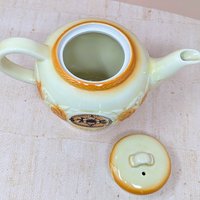 1930s  Brown Medallion Porcelier Vitreous China Teapot