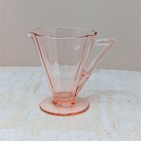 1930s Cambridge Pink Glass Decagon Cream and Sugar Set 