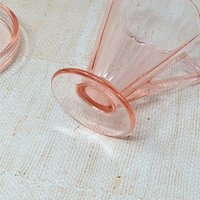 1930s Cambridge Pink Glass Decagon Cream and Sugar Set 